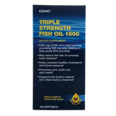 GNC健安喜三倍效力鱼油供900毫克的总ω-3脂肪酸